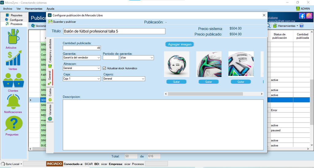 MicroZync &mdash;Picture &mdash; Conecta Sicar 4 con Mercado Libre