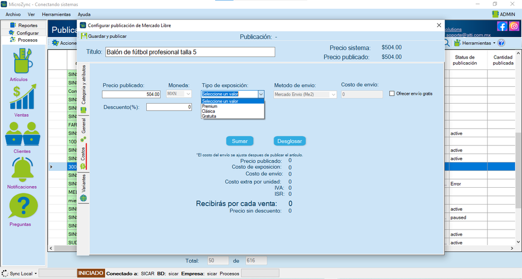 MicroZync &mdash;Picture &mdash; Conecta Sicar 4 con Mercado Libre