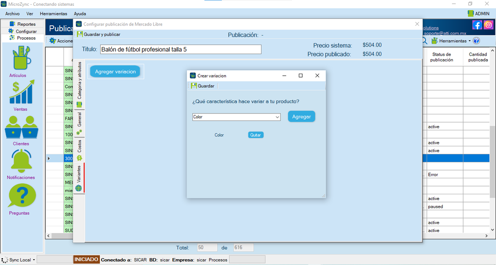 MicroZync &mdash;Picture &mdash; Conecta Sicar 4 con Mercado Libre