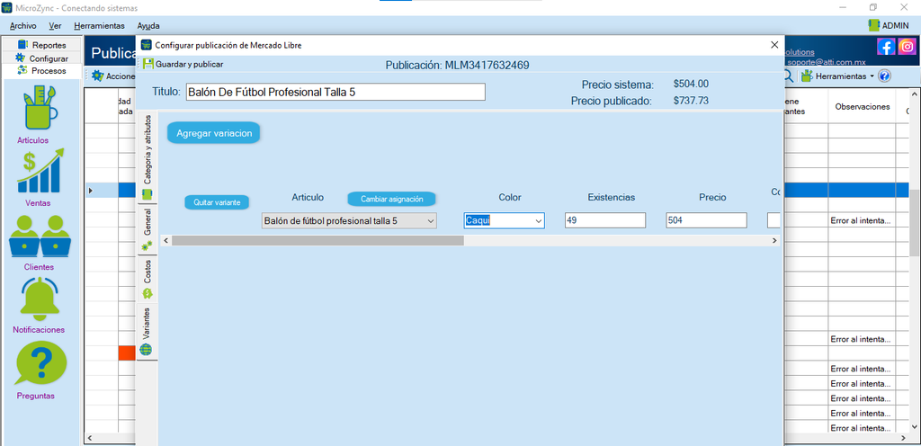 MicroZync &mdash;Picture &mdash; Conecta Sicar 4 con Mercado Libre