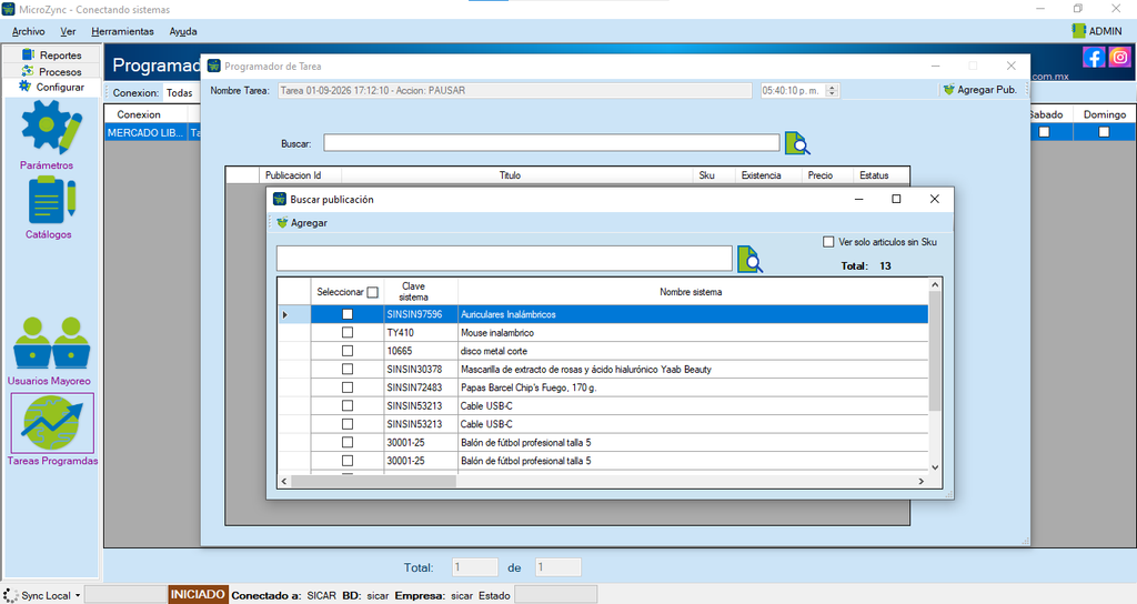 MicroZync &mdash;Picture &mdash; Tareas programadas y Tablero en Microzync