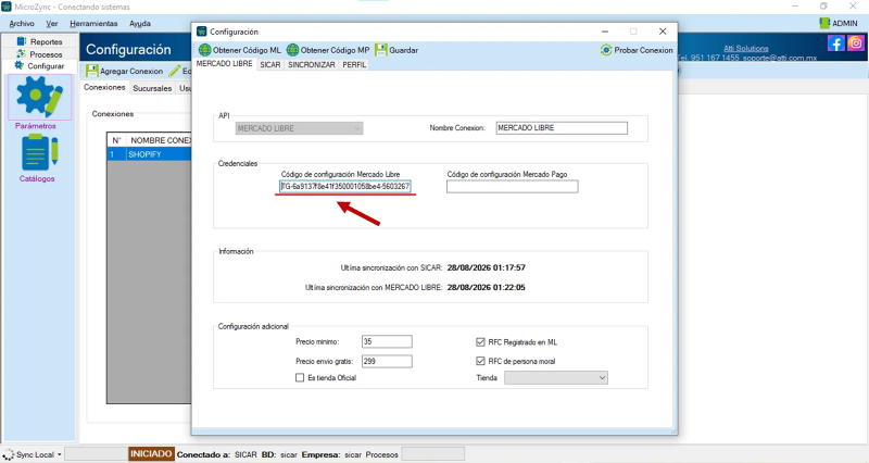 MicroZync &mdash;Picture &mdash; Conecta Sicar 4 con Mercado Libre